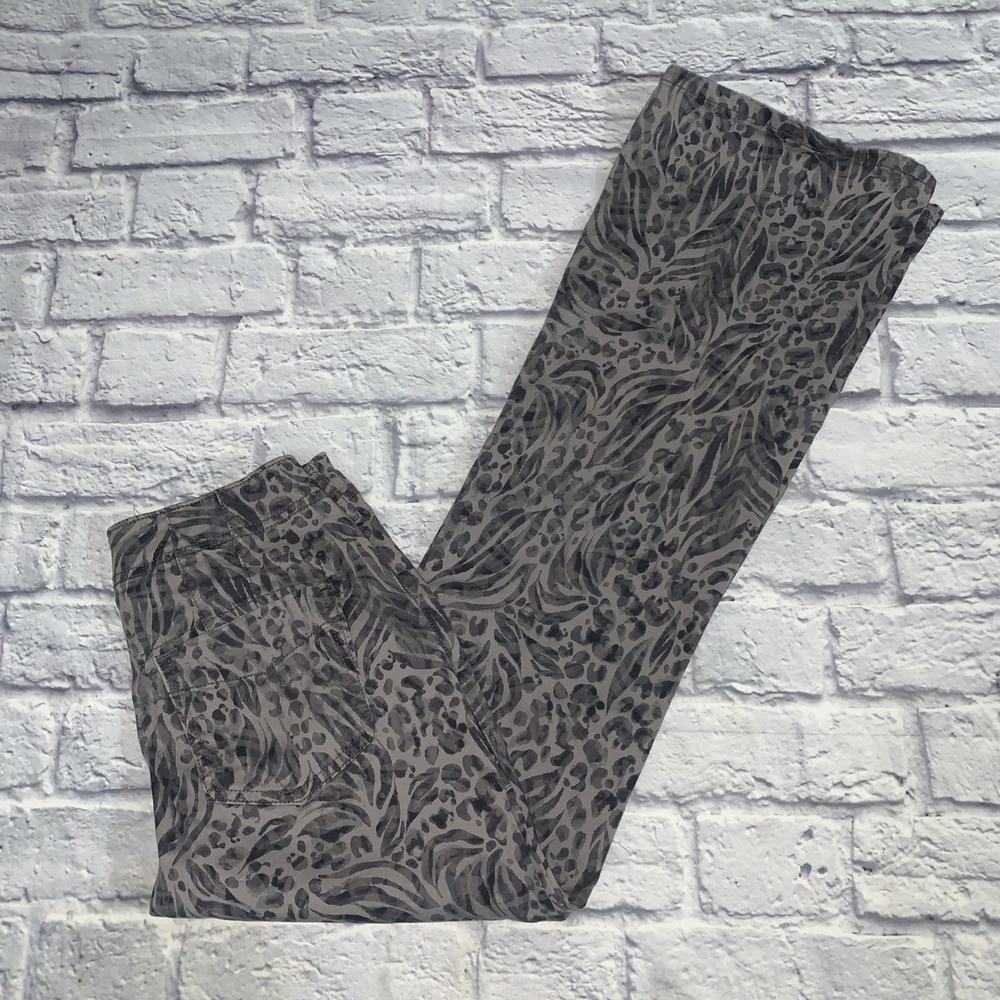 Pilcro Boot Cut Pants Womens X-Small Sz 0 Gray Leopard Mid Rise Animal Print - Picture 3 of 9
